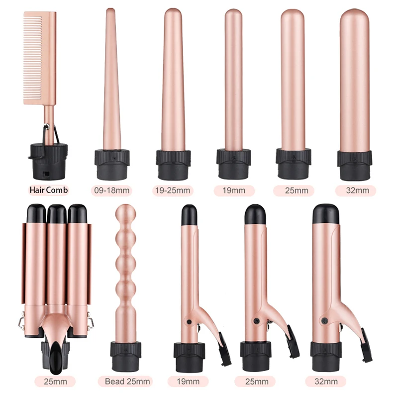 Professional Salon Hairdressing Tools PTC Heating Multifunction Hair Curler Wand Sets with 3 Barrel Wave Curling Iron