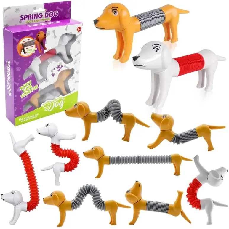 2022 Newest Dog Design Tubes Sensory Toys Decompression Fidget Stress Anxiety Relief Spring Dog Kids Fidget Pop Toy