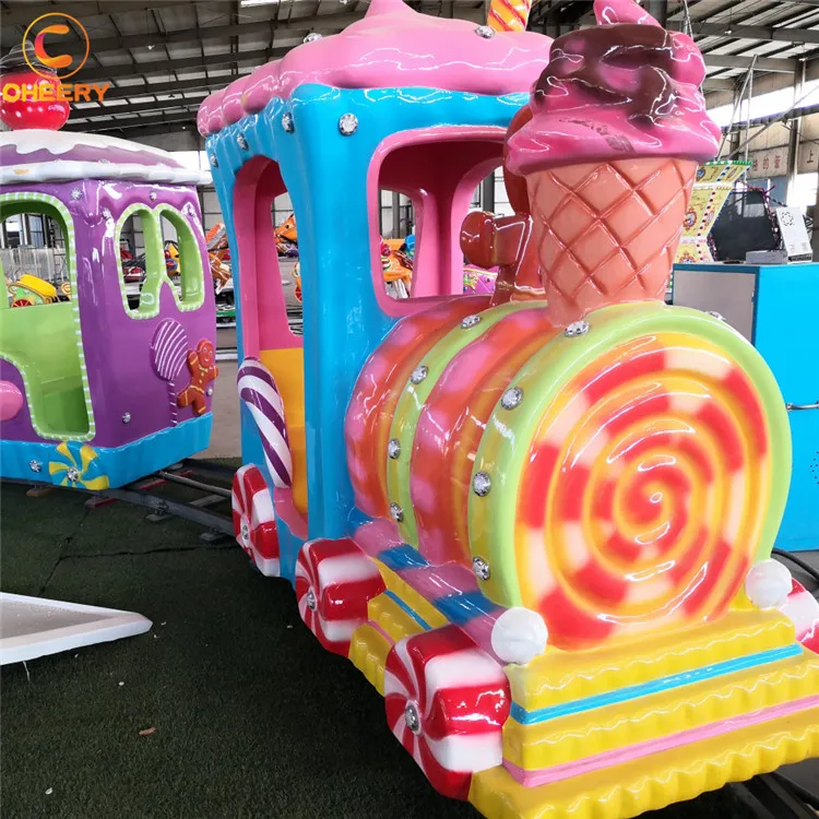 China Supplier Amusement Park Kiddie Rides 14 Seats Electric Candy Mini Track Train Ride For Sale