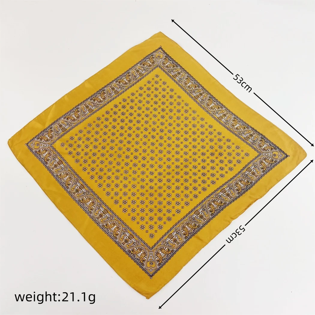 Manufacturer custom logo design digital print stylish Bandana scarves square polyester silk satin head scarf for women