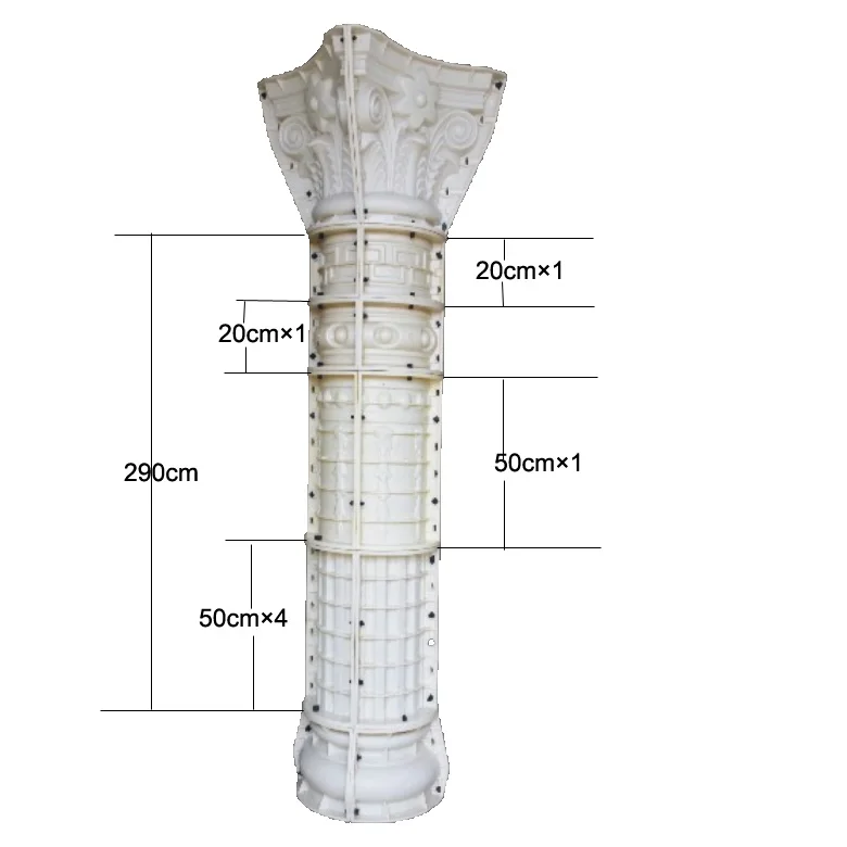 Decorative Concrete cement  round Roman column pillar plastic molds House decoration Garden mold for sale