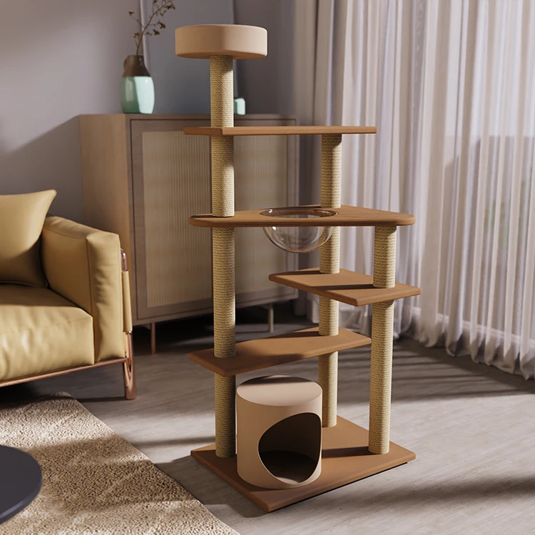 New fashion Melamine MDF Paper tube large cat tree tower condo furniture cat climbing frame playing house