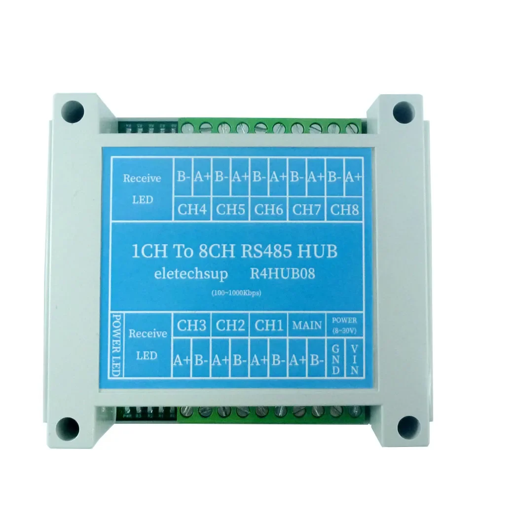 8ch RS485 Hub Industrial Grade 485 Bus Repeater Signal for All Protocols Modbus Rtu Ascii PLC PTZ Camera