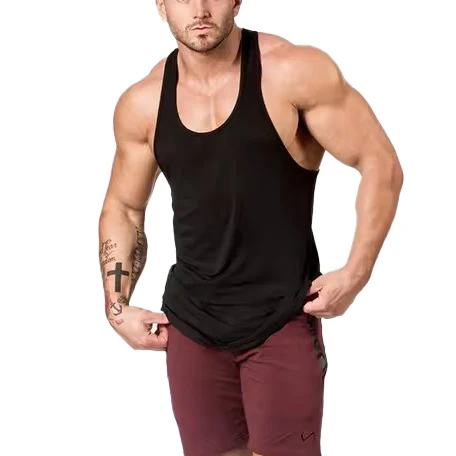 Custom muscle bodybuilding sports shirt tank tops fitness cotton blank sleeveless gym running stringer for men