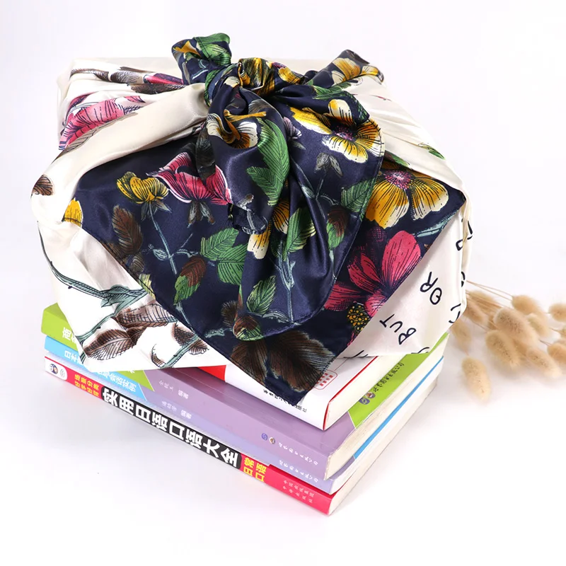 Factory Supplier Custom Printed  Satin  Lunch Bag Wrapping Cloth  furoshiki