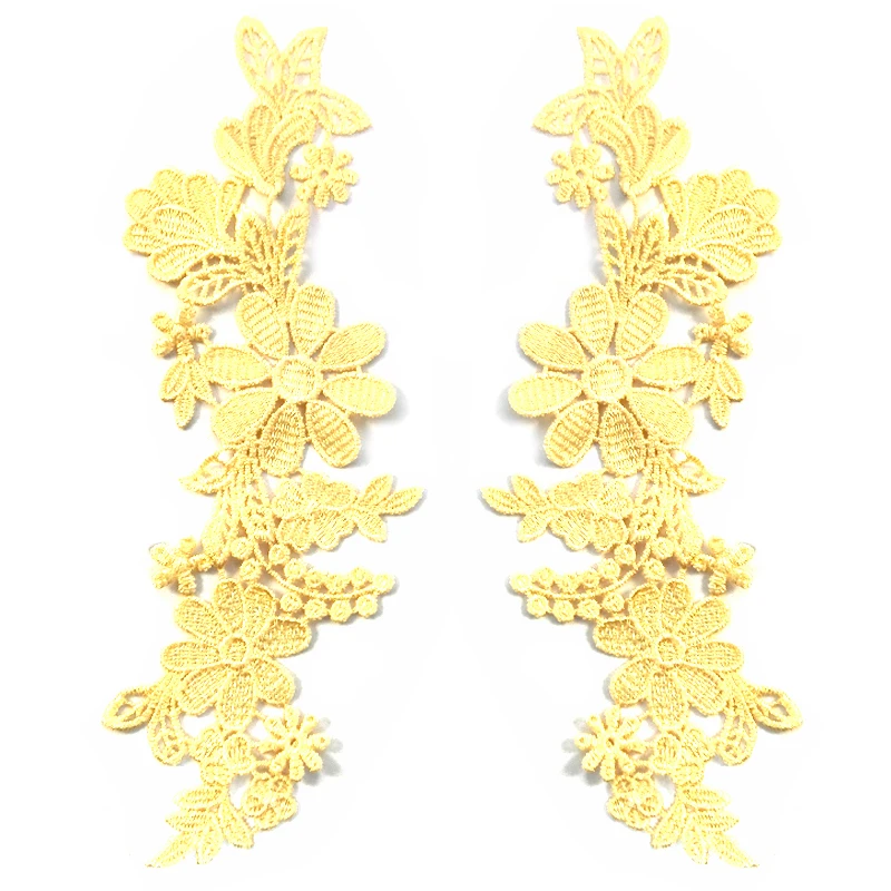 Water Soluble Lace Embroidery Pair of Symmetrical 3D Three-dimensional Hollow Piece Fashion Clothing DIY Accessories Polyester