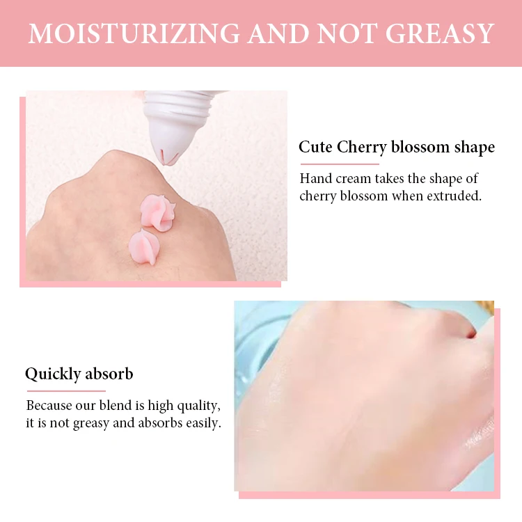 Organic private label anti dryness hand care whitening moisturizing nourishing cherry blossom hand cream lotion