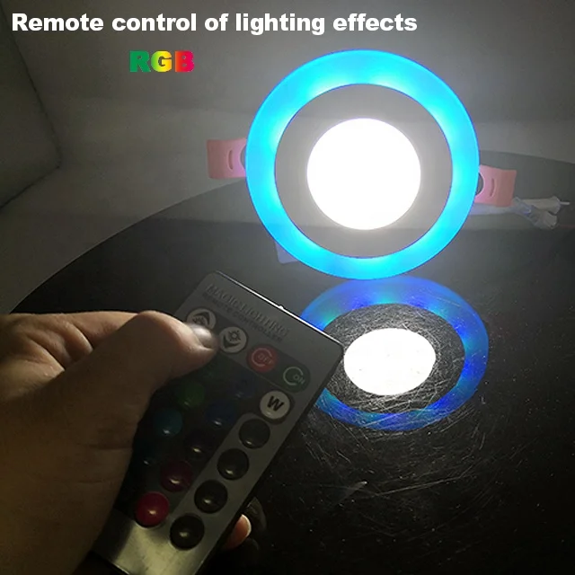 Remote control downlight led lamp cct adjystable panel light rgb ceiling recessed round 24w double color led panel light