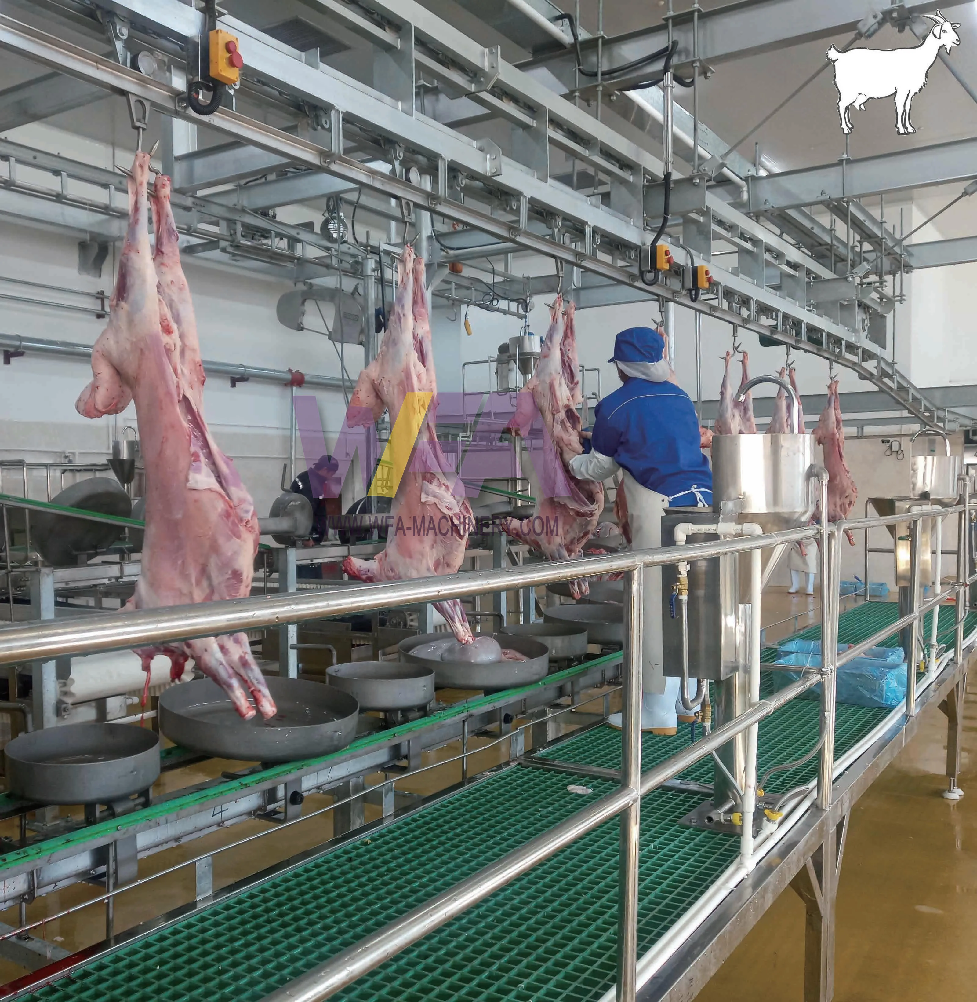 Factory Outlet Meat Deep Processing Complete Goat Slaughter Line Abattoir Equipment Project Design Sheep Skinning Machine