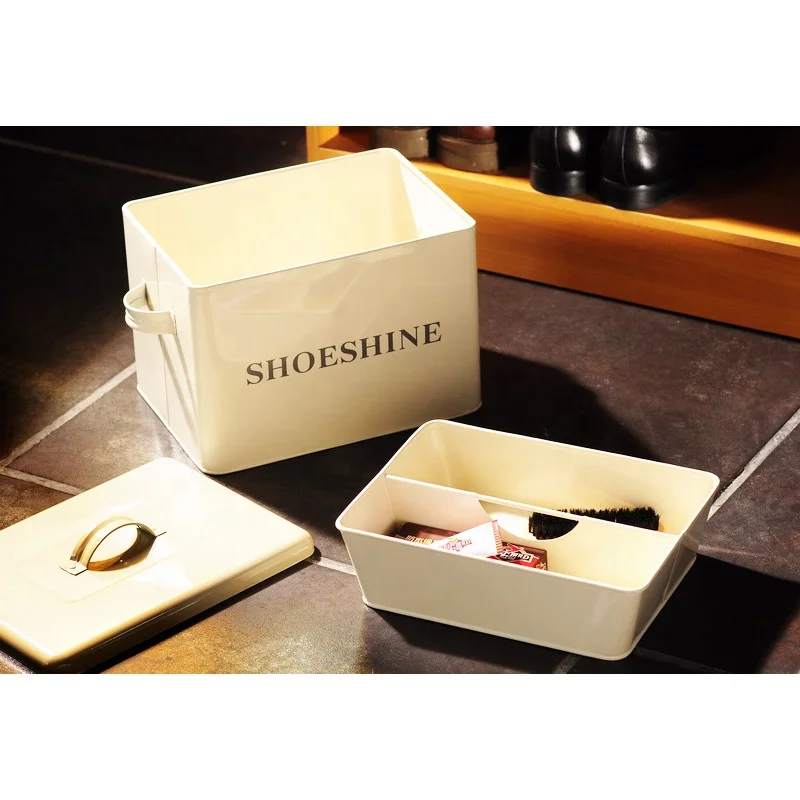 Household Metal Shoeshine Tools Bin With 2 Layers Customized Storage Tools boxes
