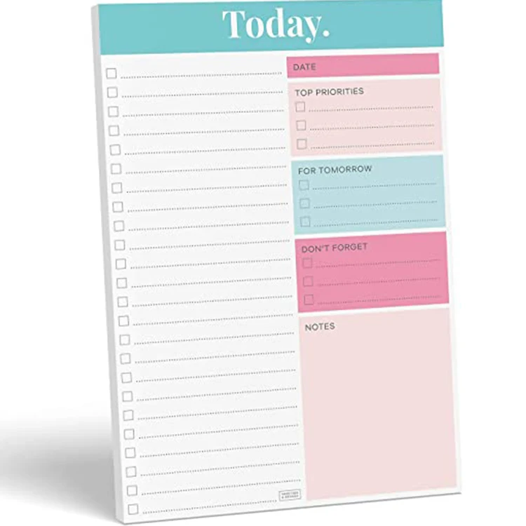 Self-adhesive offset paper notepad material personalized logo weekly to do list notebook with mood