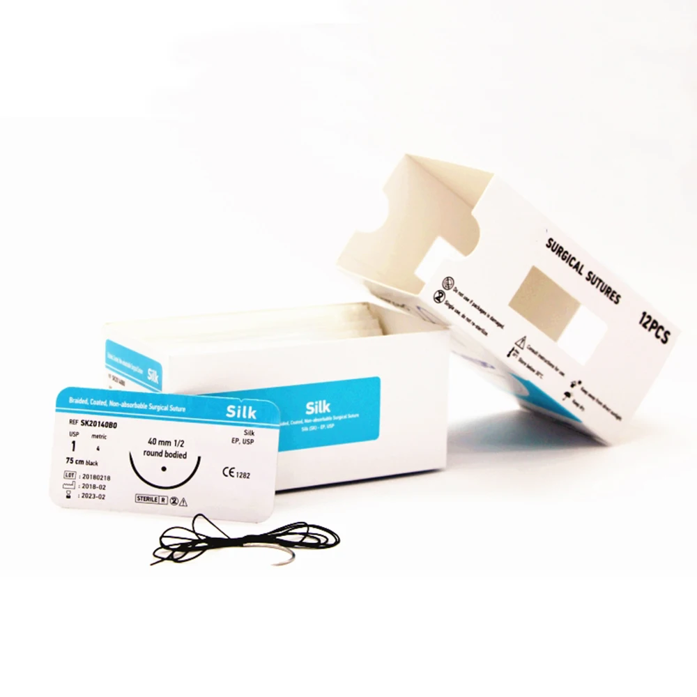 Non-Absorbable Sutures Thread With Needle Disposable Silk Surgical Suture