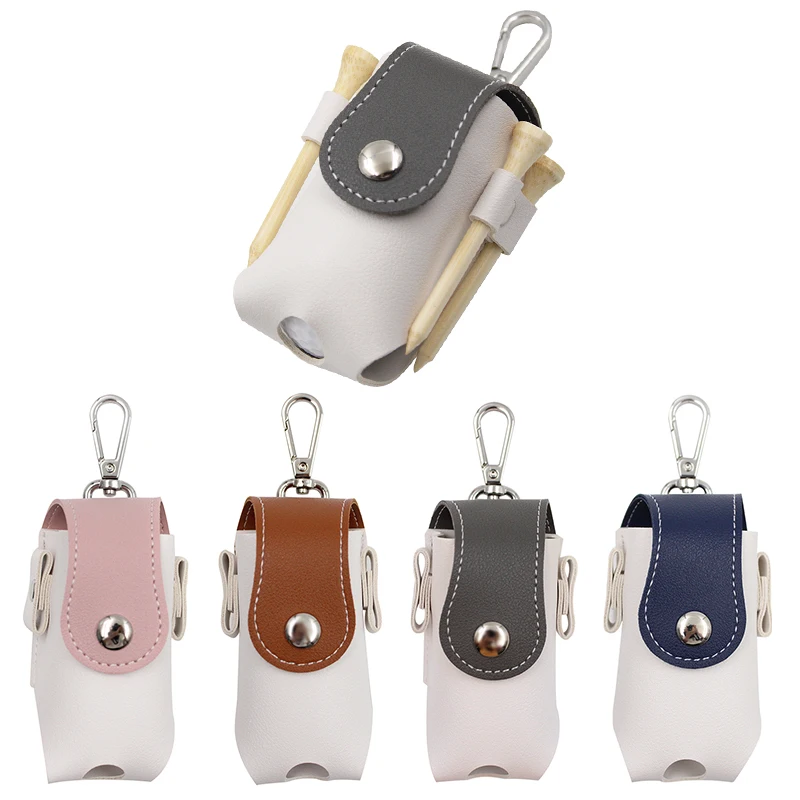Travel Goll Ball Bags Pouch PU Leather Golf Ball Bag Accessories Outdoor Golf Ball and Tee Bag Gifts Holder Organizer