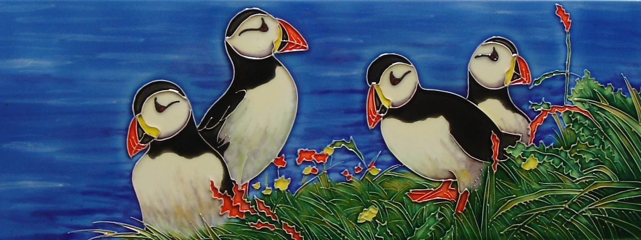 cute puffin ceramic tiles with pictures for wall hanging