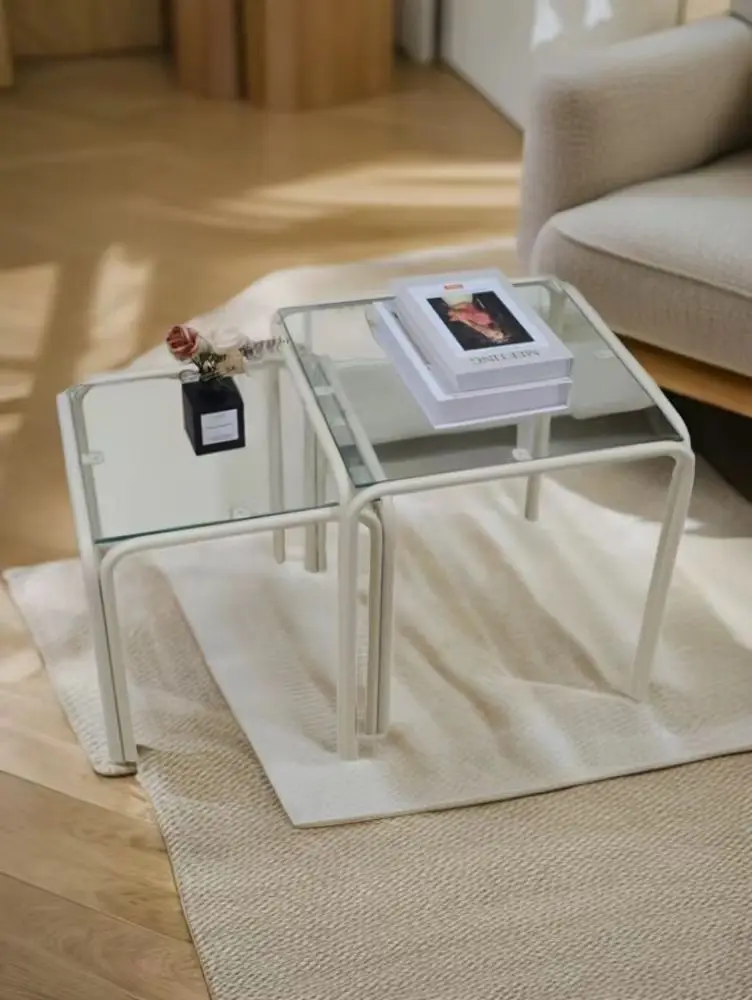Glass Top Metal Base Modern Luxury Office Apartment Dining Coffee Table side table