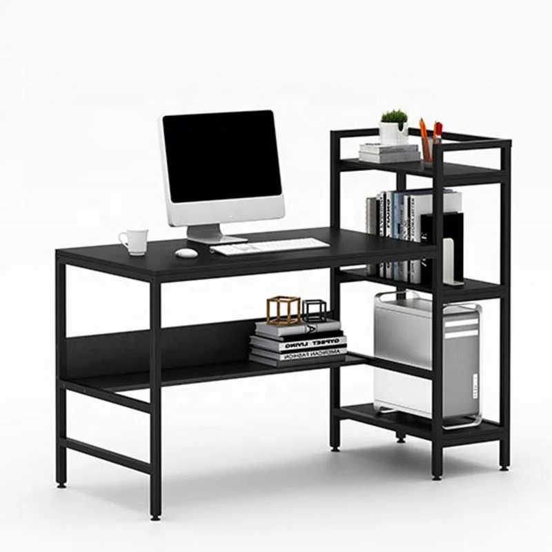 Computer Desk with Shelves, Modern Office Desk with 4-Tier Shelf, Durable Working Desk for Home, Bedroom, Office