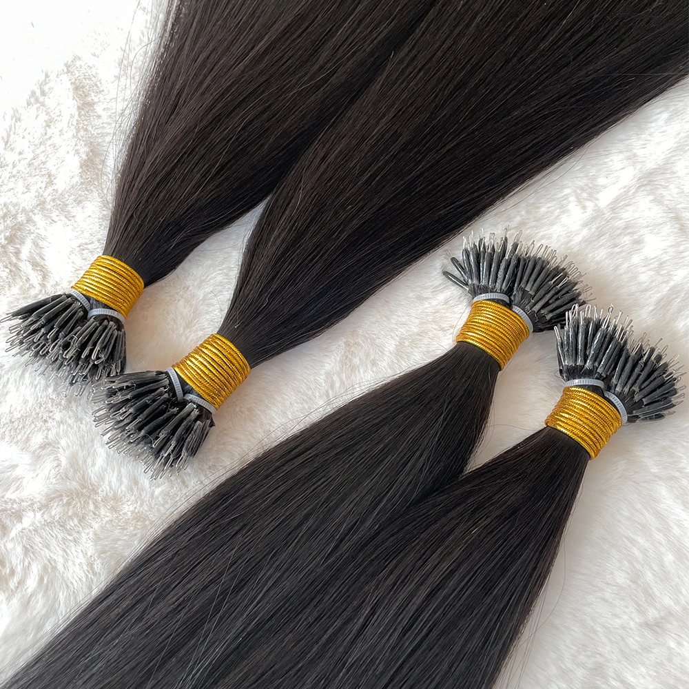 Wholesale Hot Selling Top Grade 12A remy Human Cuticle Aligned Hair Nano Ring Human Hair Extensions