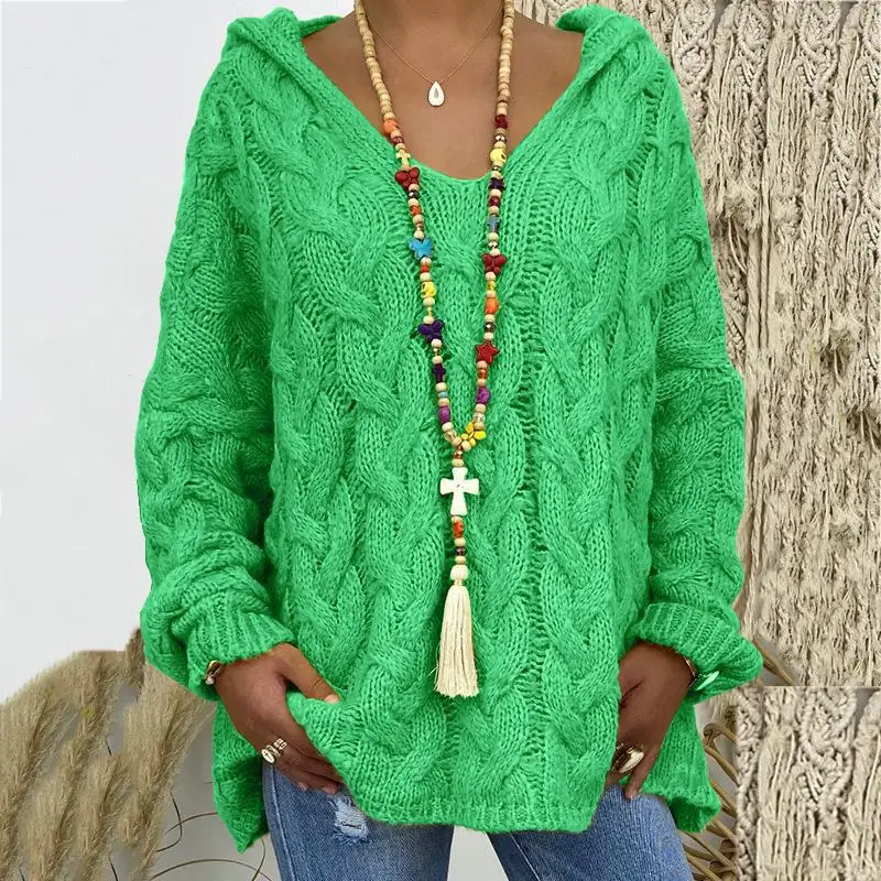 Модные пуловеры в Корейском стиле трикотажные джемперы однотонные вязаные женские осенние свитера с капюшоном