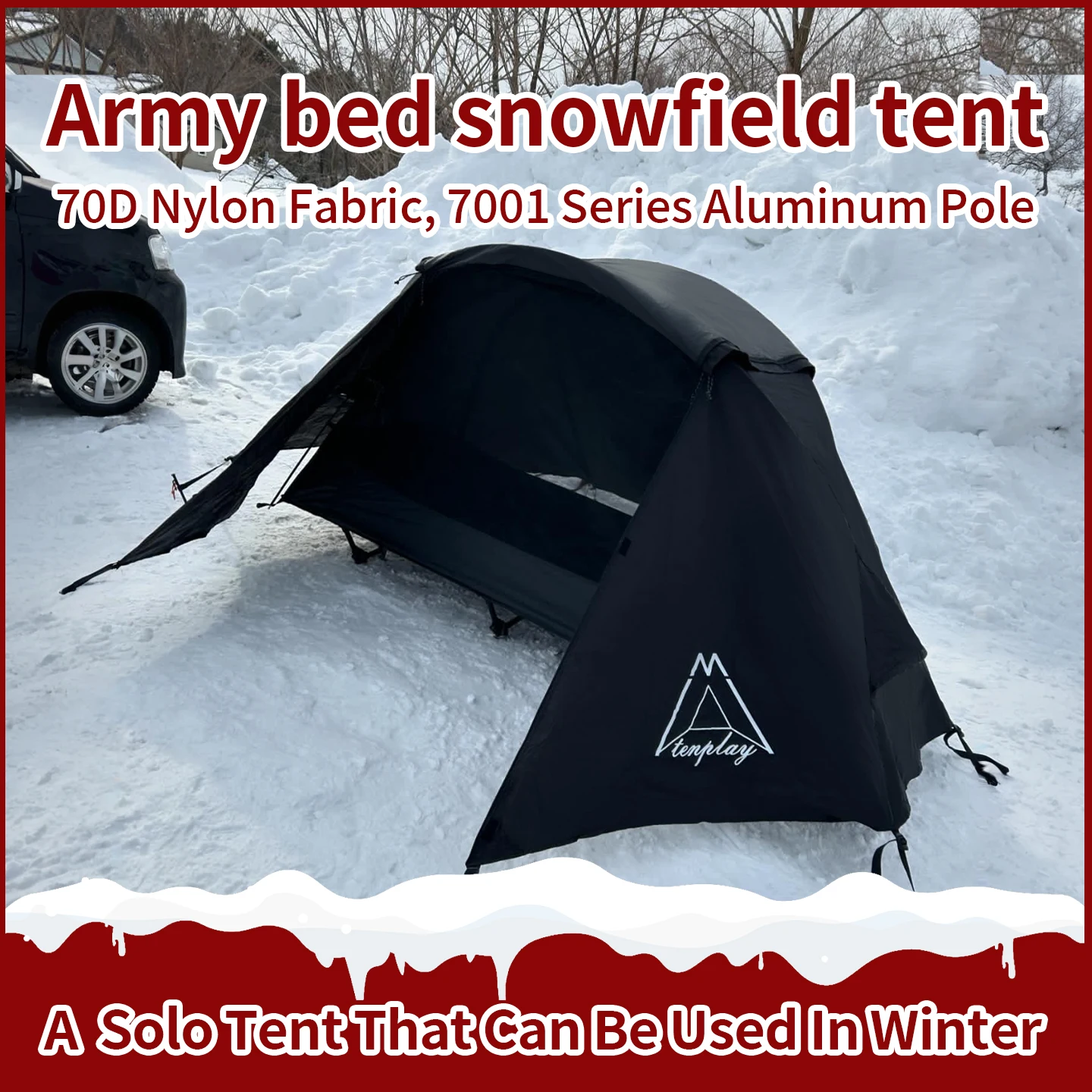 Ultralight 1-Person Double Layer Nylon Snow Tent with Aluminum Pole for Single Person Camping