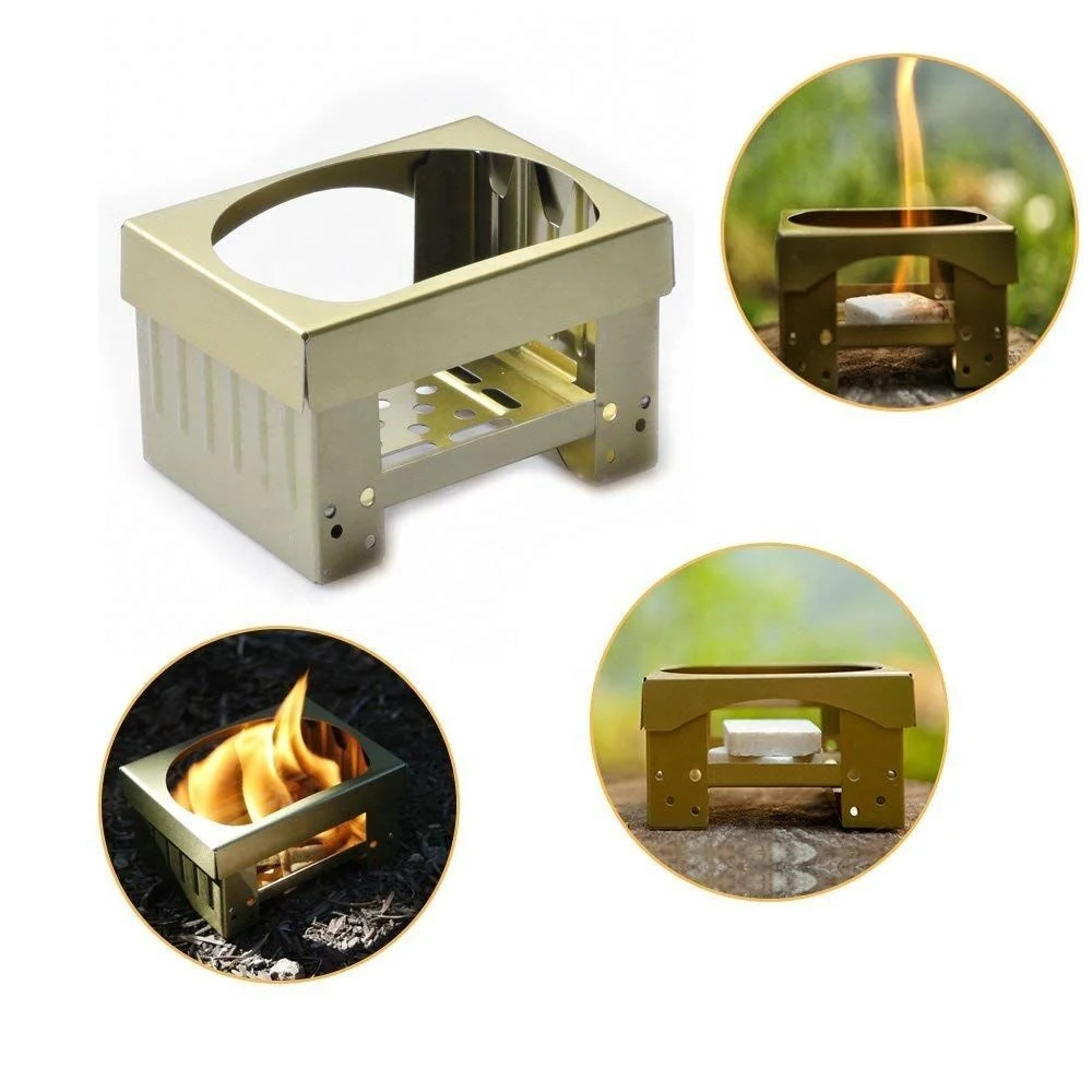 HongQiang  Fast Delivery Malaysia Golden Color Folding Furnace Outdoor Stove For Field Training Outdoor Cooking