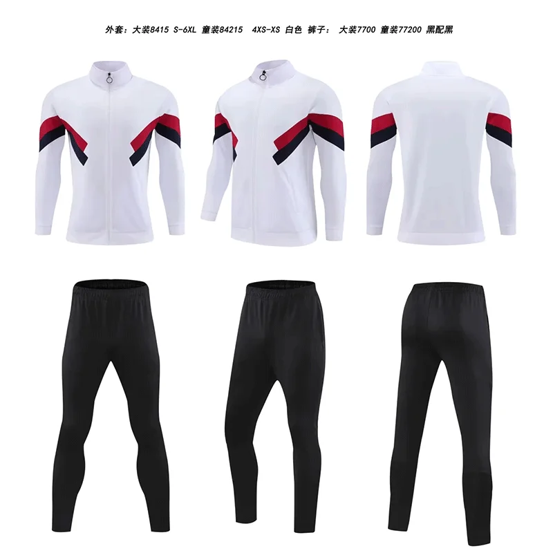 Customized Plain Polyester Breathable Soccer Sportswear  Long Sleeve Football Suit  Soccer Training Tracksuits For Men