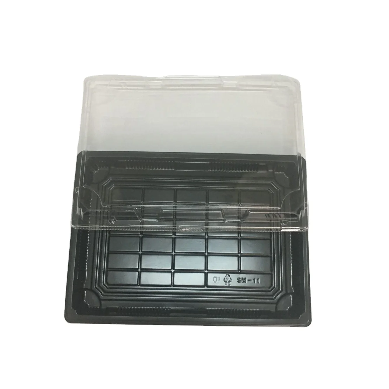 SM1-1111Black пластиковый лоток для суши прозрачная крышка упаковочная коробка хранения пластиковые лотки еды