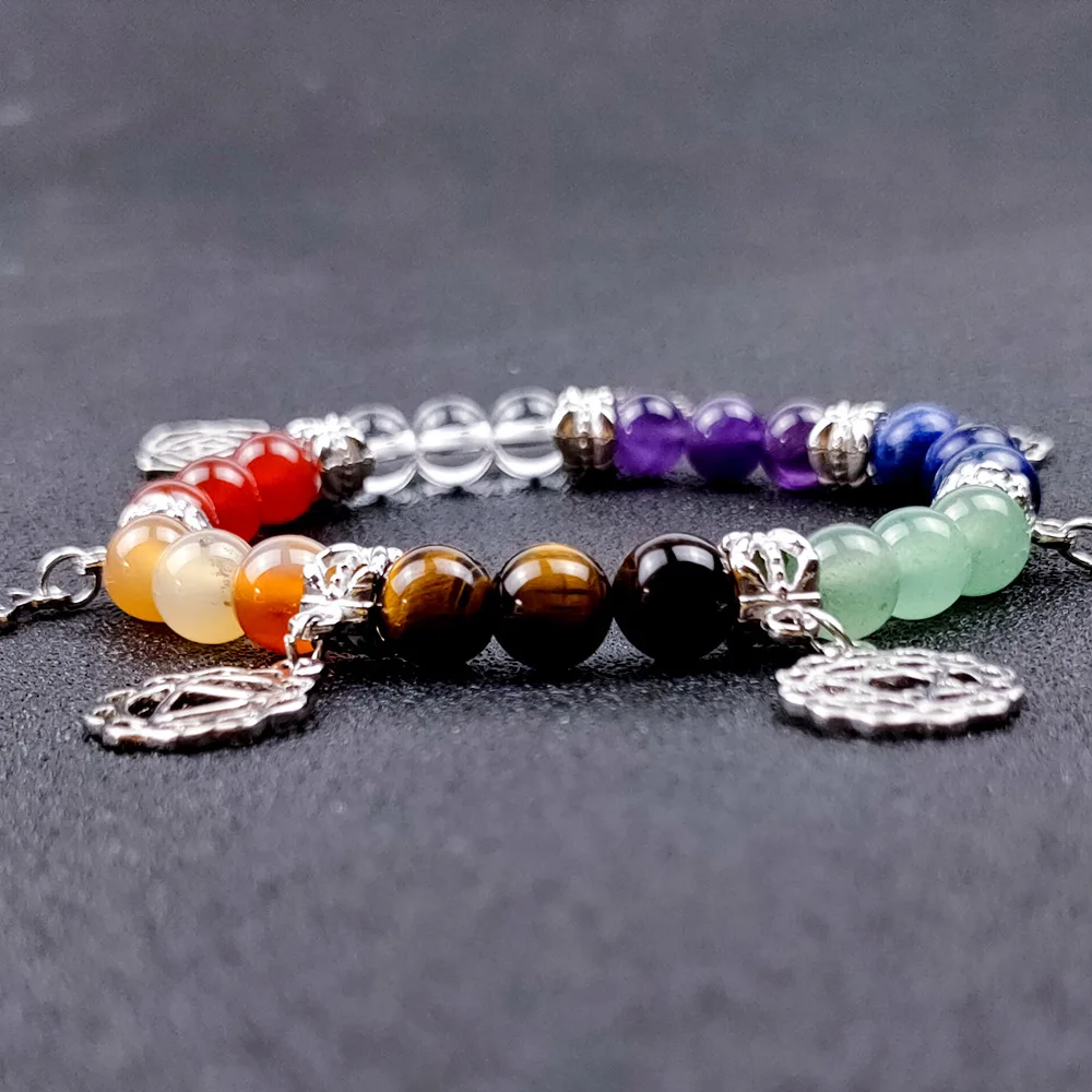 Natural originality healing crystals elastic beaded seven chakras yoga energy stone