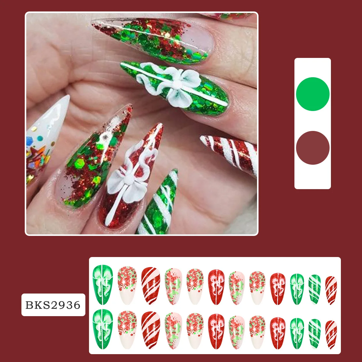2024 Christmas Snowflake Elk Press on Nails Fake False Nails Full Cover Artificial Nails