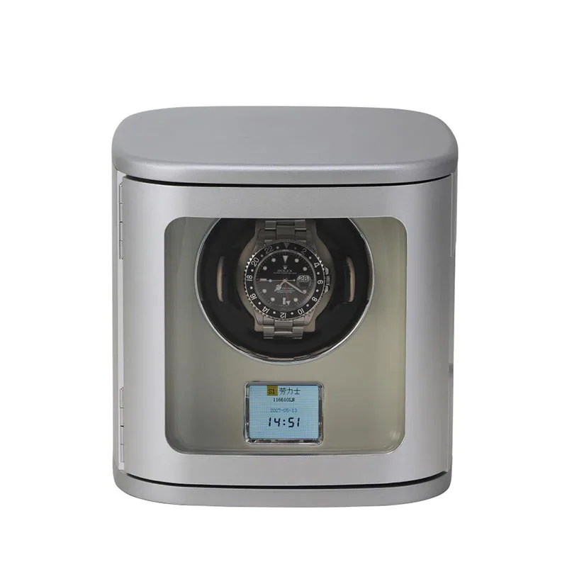 Single silver aluminum alloy fingerprint lock watch winder Touch screen watch winder box automatic