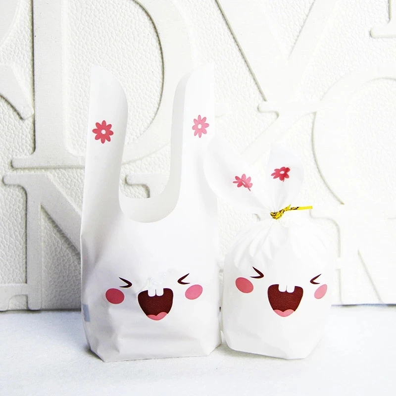 New Products 50pcs / lot Cute Rabbit Ear Bag Biscuit Plastic Candy Gift Bag And Dessert Baking Activity Party Decorate Supplies