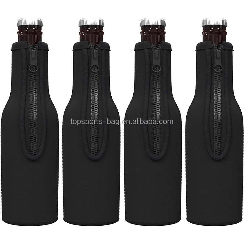 Thick Zipper Blank Neoprene Beer Bottle Holder Zip-up 12oz Beer Bottle Sleeve