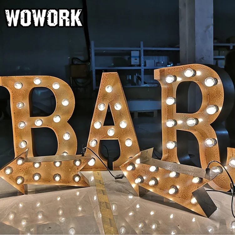2021 год WOWORK fushun оптовая продажа светодиодная Водонепроницаемая винтажная ржавая Металлическая лампа для бара кофейни