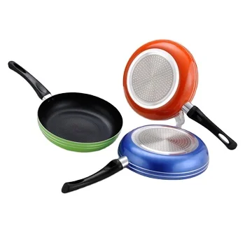 2019 amazon hot selling colorful non stick aluminum frying pan carbon steel frying pan with Plastic handle
