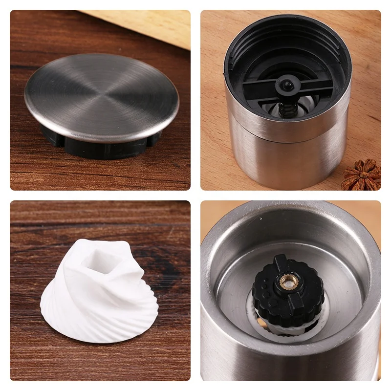 1pc 2in1 Pepper Grinder Household Sea Salt Stainless Steel Spice Grinder Manual Sea Salt Mill Spice Crusher Reusable