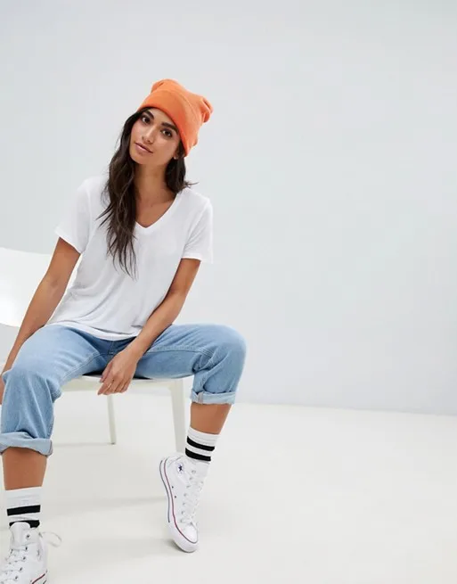 Customize White T-shirt Plain Combed Cotton T shirt Short Sleeve Casual V Neck T Shirt Womens