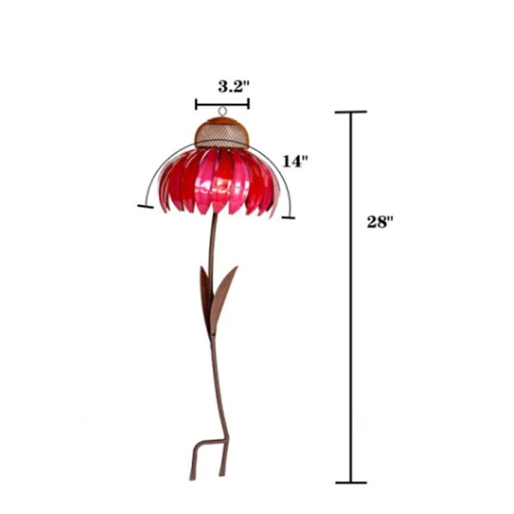 
Amazon hot selling bird feeder new fashion Garden flower metal bird feeder Sensation Pink Coneflower Outdoor Bird Feeder 