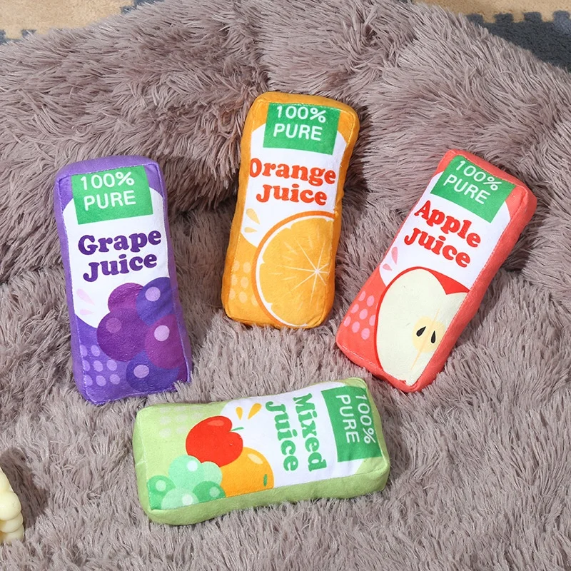 2023 Wholesale Pet toys  customized realistic recycled plush soft squeaky juice  pet cute dog toys