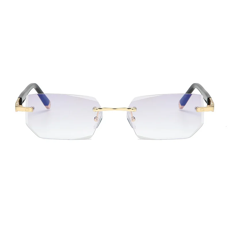 2023 HD trendy designer thin optics rimless chamfered reading glasses anti blue light men women wholesale reader glasses frame
