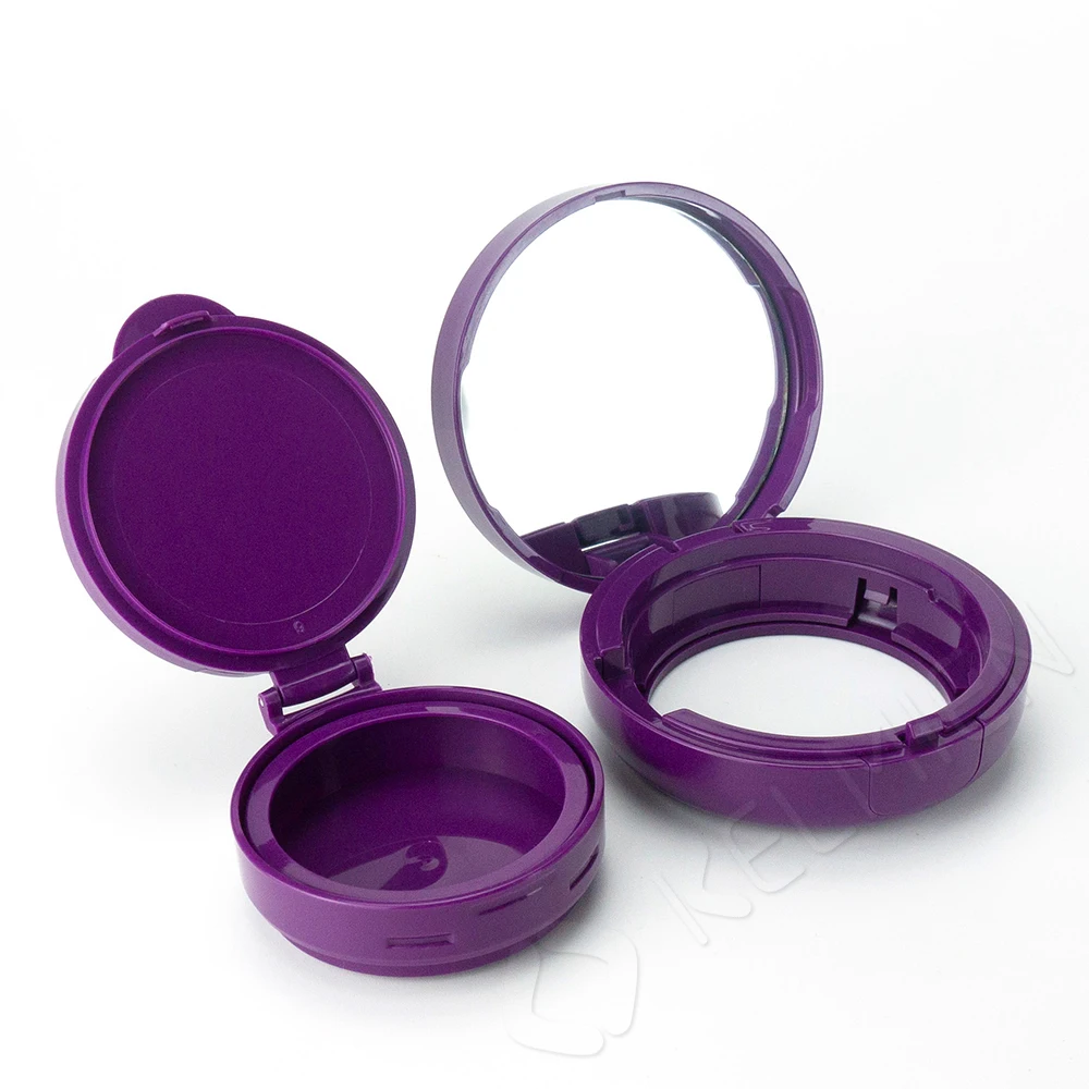 empty round BB air cushion press powder case  with mirror plastic custom decoration foundation compact case powder container