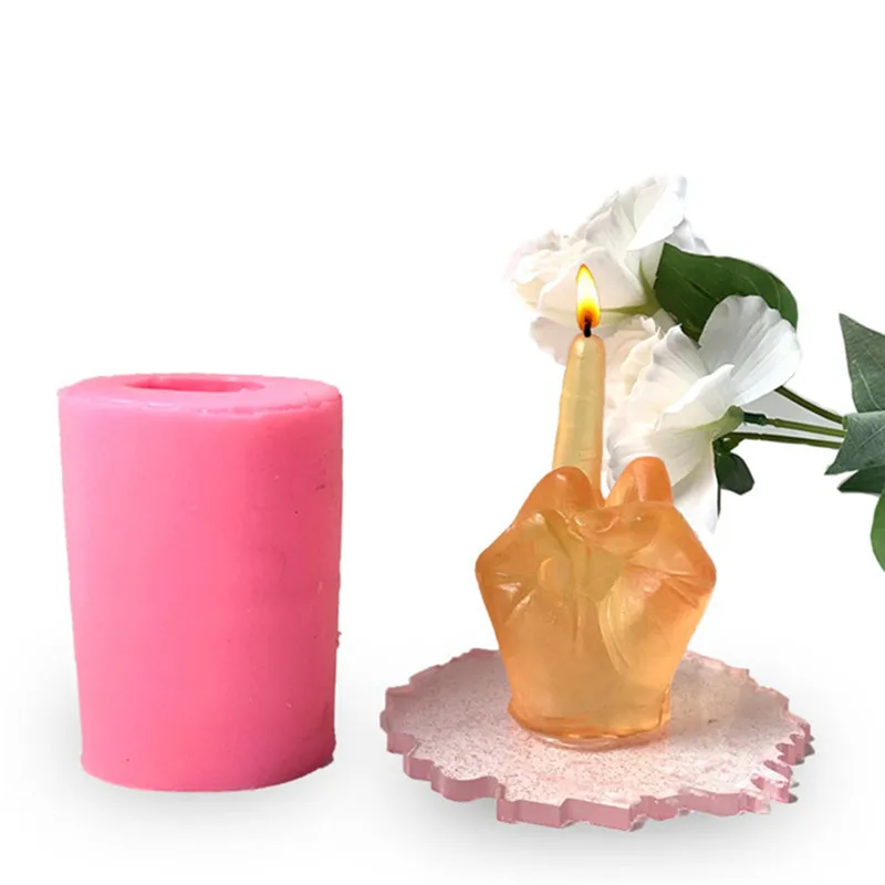 W003 DIY Creative Aromatherapy Yeah Gesture Candle Silicone Mold Middle Finger Pendant Mold
