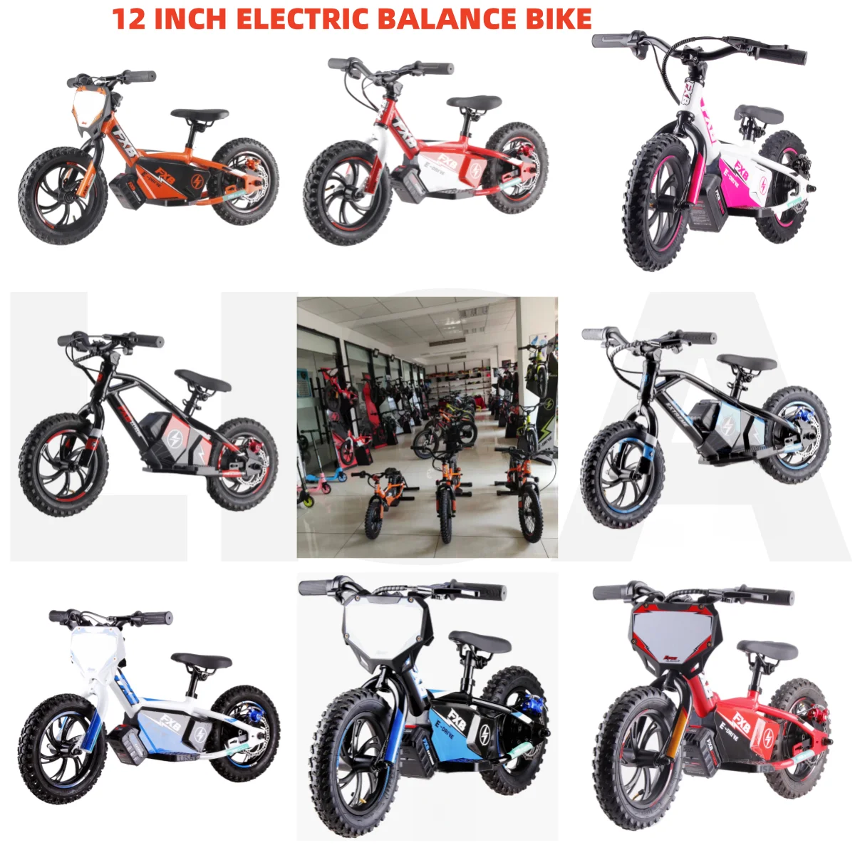 2024 popular 36v 5.0ah lithium battery mini electric motor cycle kids balance bike electric 12 inch bicycle for kids 3-6years