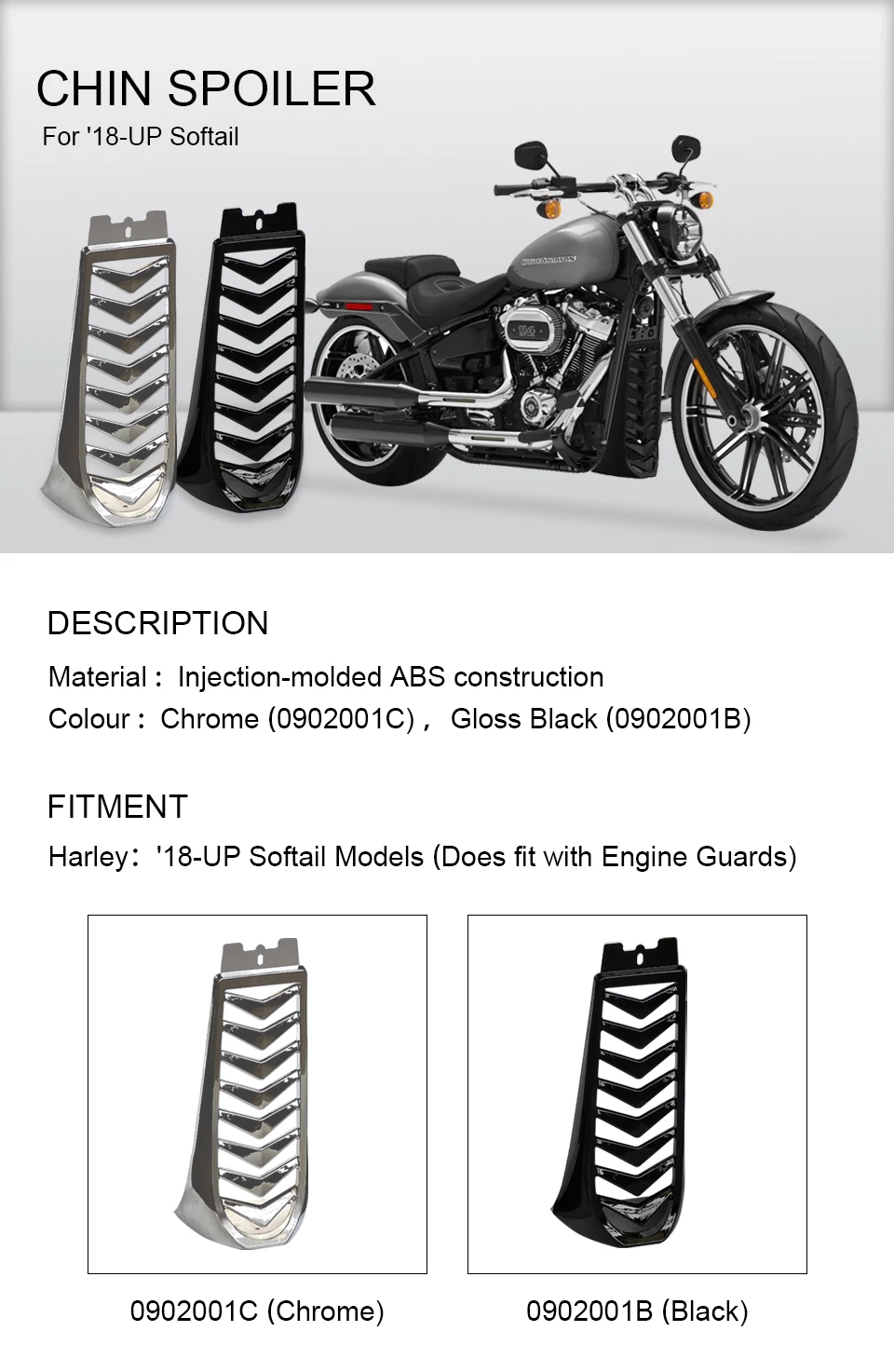 Chin Spoiler Black Precision Chin Spoiler frame cover kit for Harley Softail Milwaukeeair dam chin fairing frame cover kit