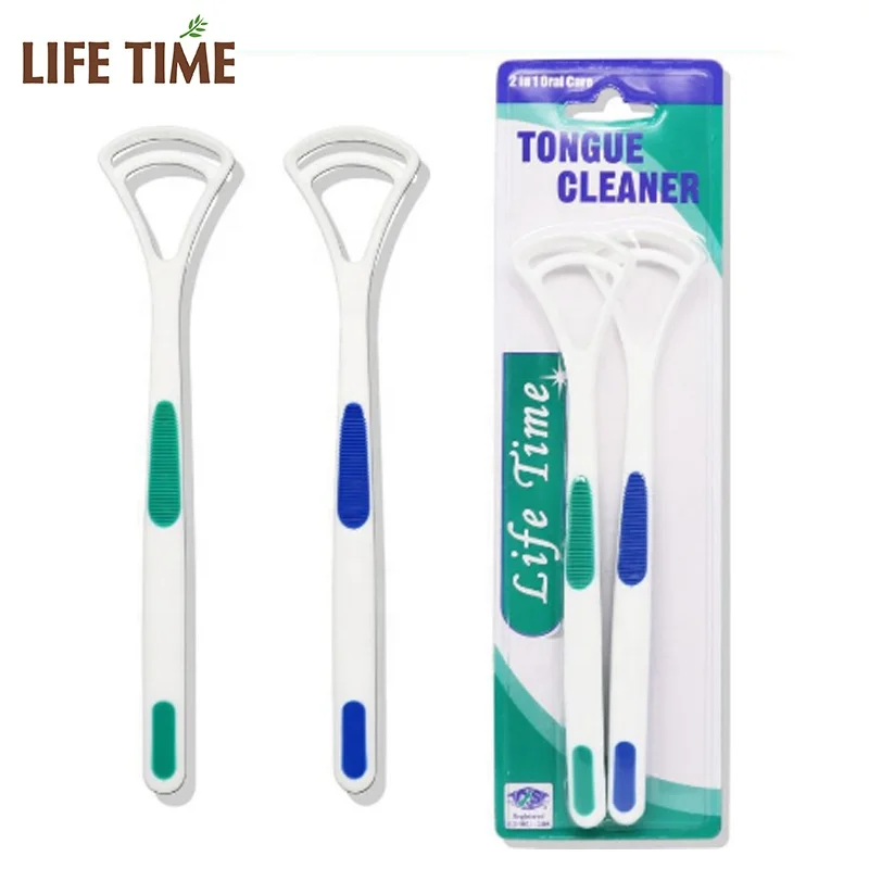 Oral care tongue cleaner 2pk blister card / disposable tongue scraper coating brush WAL-MART supplier