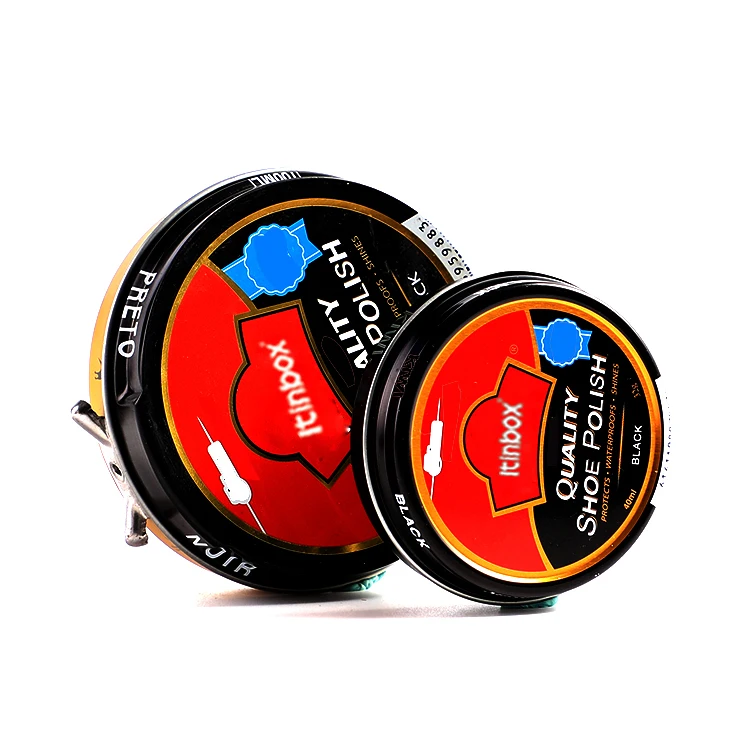 Factory wholesale custom printed empty round metal boot shoe polish tin can