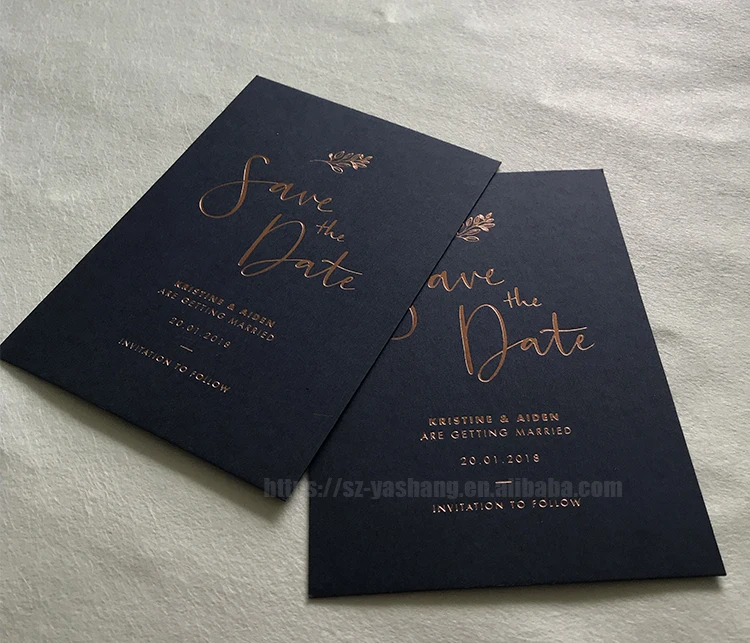 Save the date blue wedding cards rose stamping personalization word happy marriage card