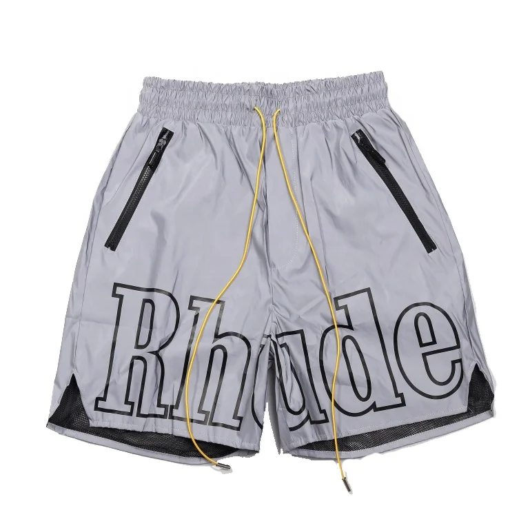 Unisex Rhude New York Letters Reflective Print Shorts For Men And Women Hip Hop Slacks Summer man short