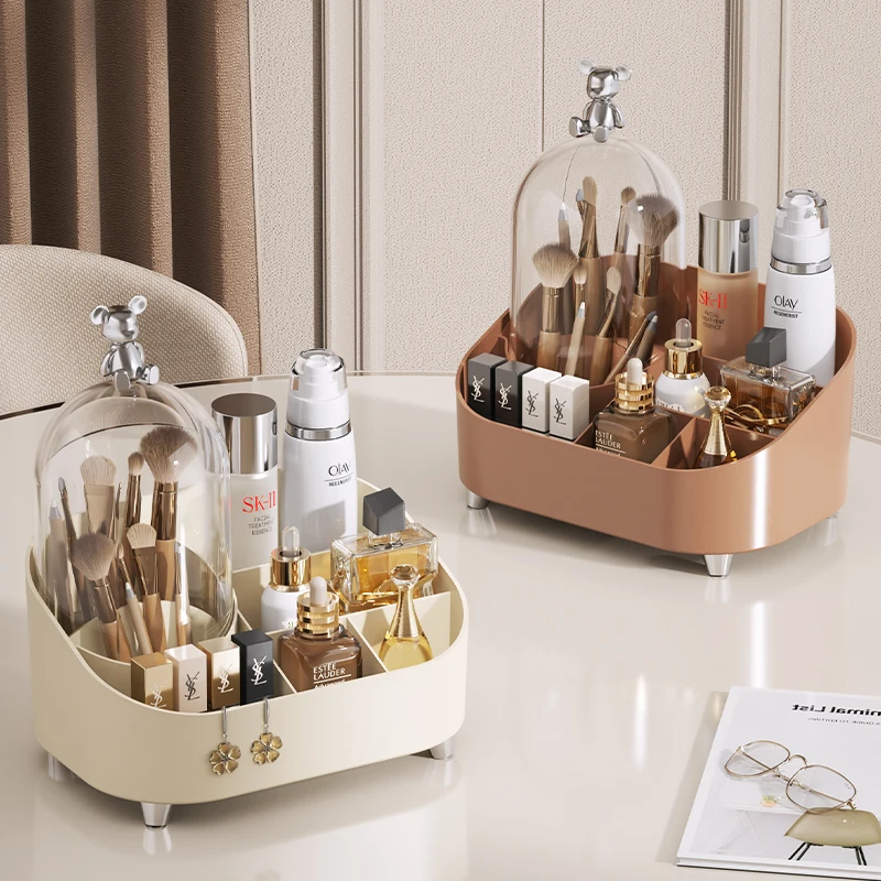 Rotating Brush Holder Desk Organizer Office Table Storage Box Pencil Pen with for Supplies Makeup