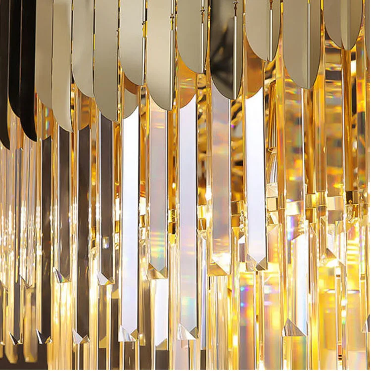 Modern crystal Beaded gold Chandelier Luxury metal round big crystal lamps