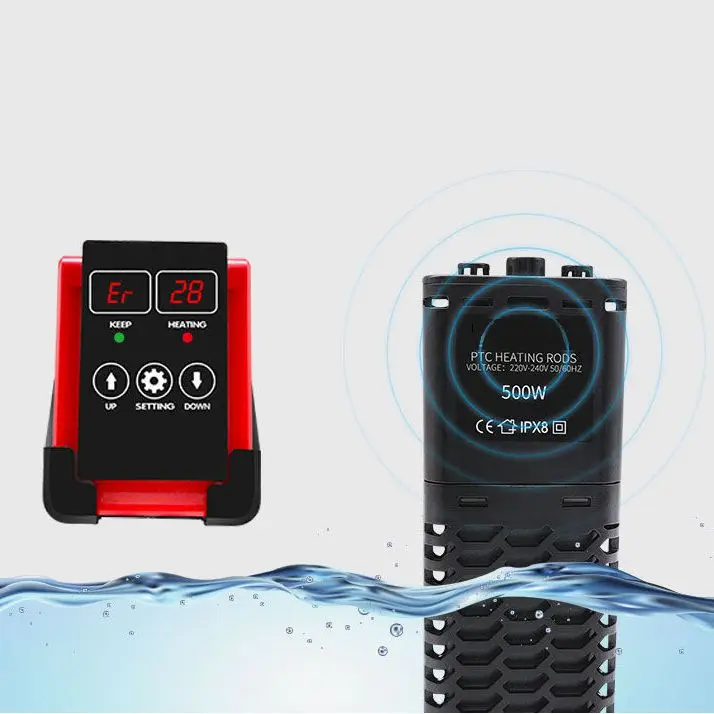 PTC  Series 300W 500W Submersible Fish Tank Water Heater ABS Plastic Aquarium Heater With Controller