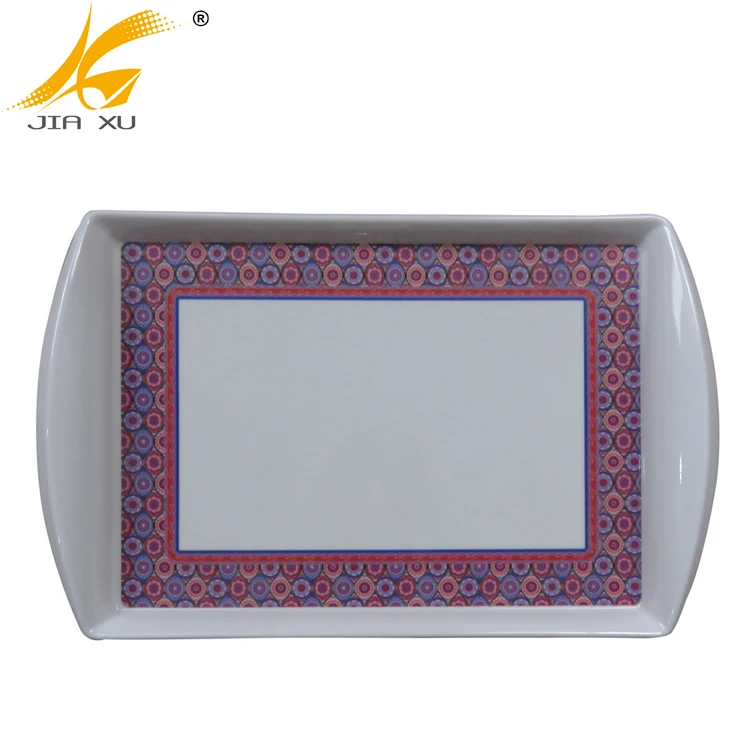 30% melamine tray rectangular handle wavy serving tray